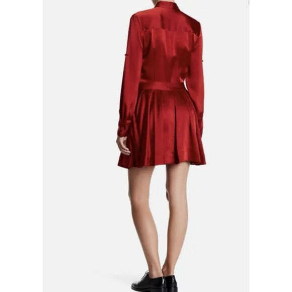 DKNY  Long Sleeve Collared Mini Dress - Size 4 - Scarlett Red - Picture 2 of 9
